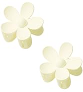 2Pcs White Cute Flower Hair Claw Clips - Big Thick Scrunchie Hair Clips for Sweet Hairstyles