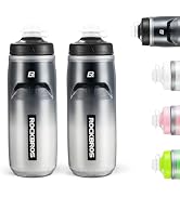 ROCKBROS Insulated Bike Water Bottle 21oz Black Gradient 2Pcs | BPA-Free Squeeze-Style Sports Wat...