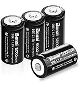 BONAI Rechargeable C Batteries, C Cells 5000mAh 1.2V Ni-MH High Capacity C Size Battery (4 Pack)