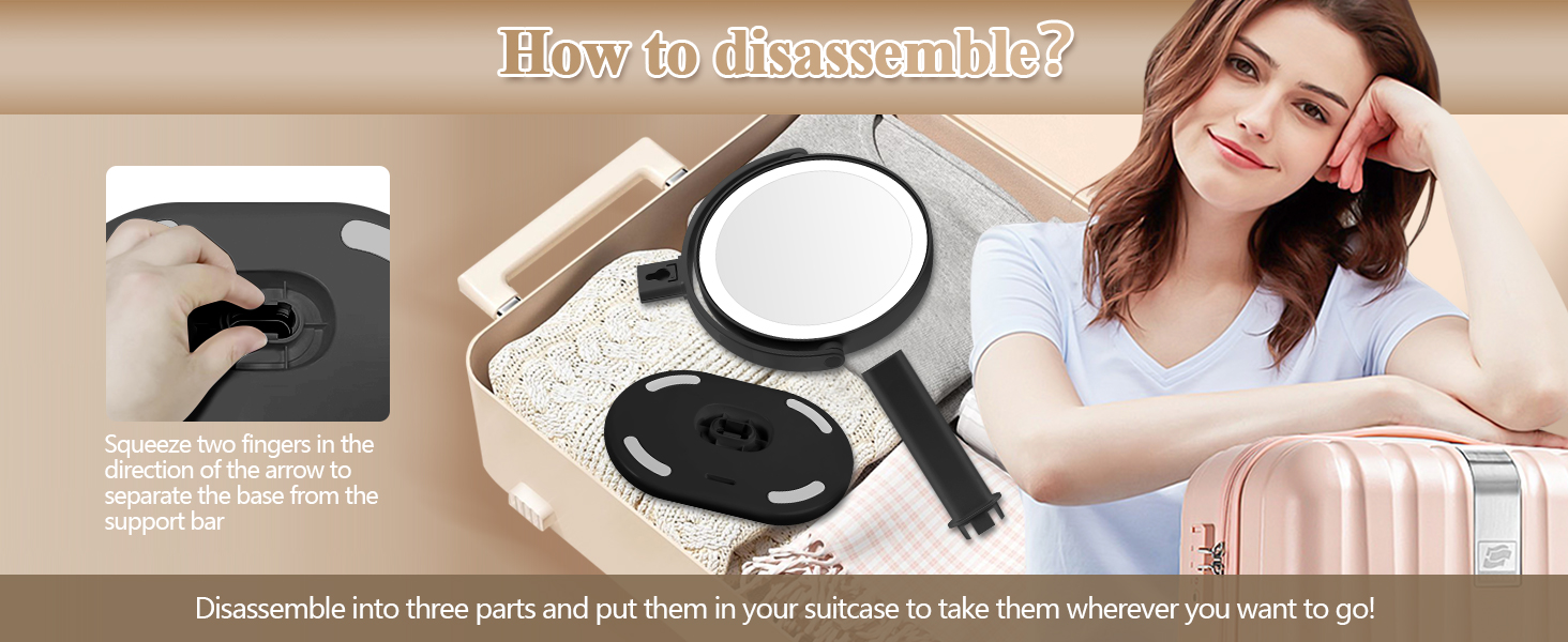 lighted mirror with magnification
