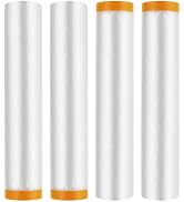 LDHHYH 4 Rolls 10 x 66 FT Painters Plastic with Tape, Plastic Pre-Taped Masking Film, Tape and Dr...