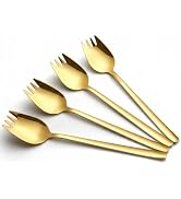 Kucensi Sporks, 4-Pack Gold Salad Forks 18/10 Stainless Steel Metal Spork for Camping Home Use, 7...