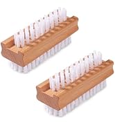 SAMEBUTECO Wood Nail Clean Brush Two-Side Nail Brush with Stiff Bristle Deep Clean Under Nails Fi...