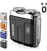Mini Electric Shaver for Men, Portable Travel Double Ring Beard Razor | Pocket Portable Design, F...