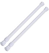 AIZESI Spring Tension Curtain Rods Short Tension Rod (White, 16" to 28"-2Pcs)