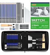 Shuttle Art Sketching and Drawing Pencils Set, 37-Piece Professional Sketch Pencils Set in Zipper...
