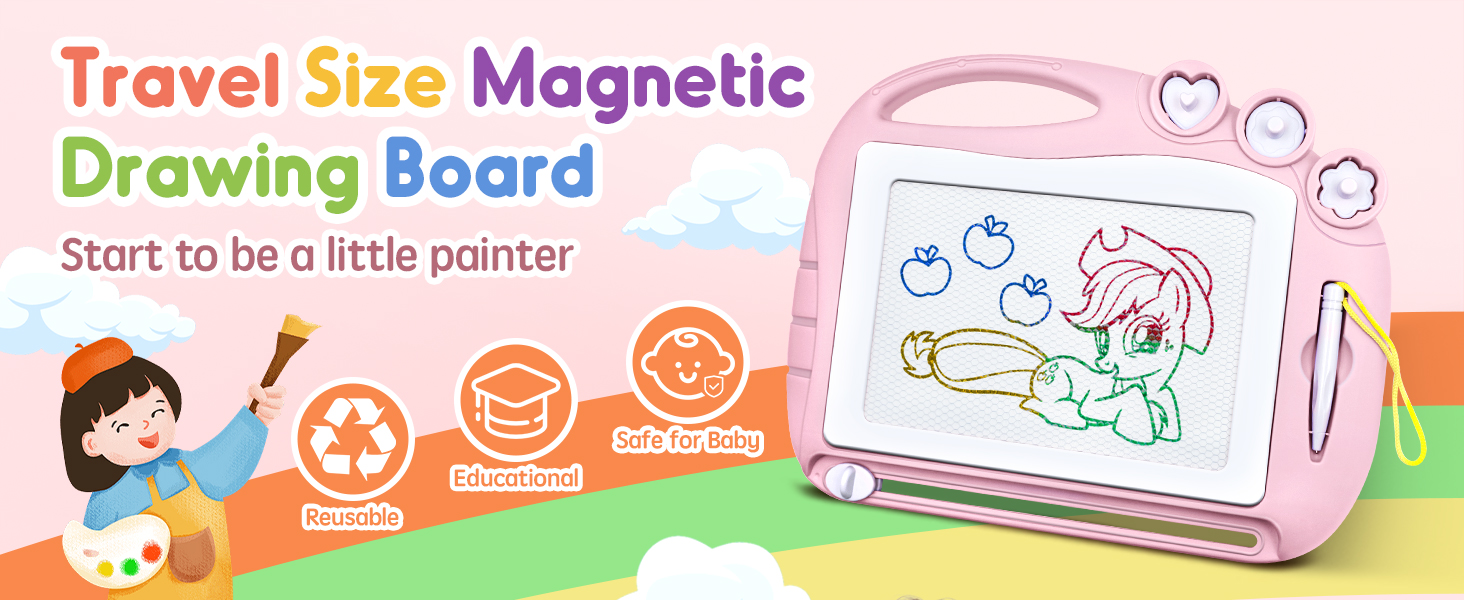 Travel size magnetic draxing board
