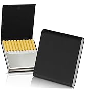 ZHOMA Portable Slim Leather Cigarette Case with Magnetic, Metal Cigarette Carrying Box for Hold 1...