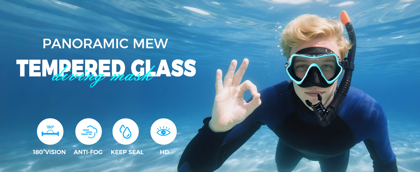 Swim Goggles Adult with Nose Cover, Clear Diving Mask Wide View No Blurring for Men Women Youth