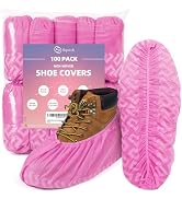 squish Shoe Covers Disposable Non Slip, 100 Pack(50 pairs) Pink Thick Extra Disposable Boot Cover...
