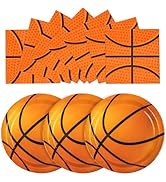 Xjoviative 40PCS Basketball Paper Plates and Napkins Party Supplies, Disposable Basketball Party ...