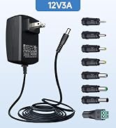 UL Listed 12V 3A/3000mA 6ft Power Supply Adapter with 8 Tips, AC to DC 36W 2.5A 2A 1.5A 1A 0.5A R...