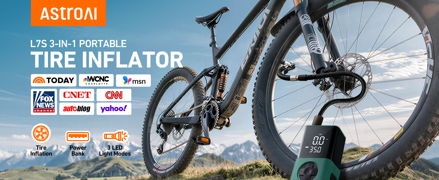 Bike Pump tire inflator portable air compressor e bike accessories
