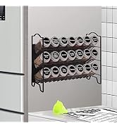 SWOMMOLY Magnetic Spice Rack for Refrigerator with 21 Spice Jars, 396 Spice Labels, Chalk Marker ...