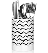 MYITYARD Utensil Holder for Kitchen Counter, 6?H x 4?W Ceramic Cutlery Silverware Holder with Dri...