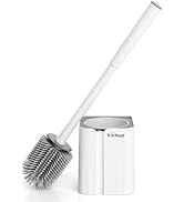 Toilet Brush and Holder Set, Silicone Toilet Bowl Brush, Bathroom Accessories, Durable Toilet Scr...
