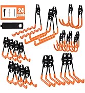 AOBEN 24PCS Garage Hooks, Heavy Duty Double Garage Hanger Organizer Wall Mount Iron Anti-Slip Gar...