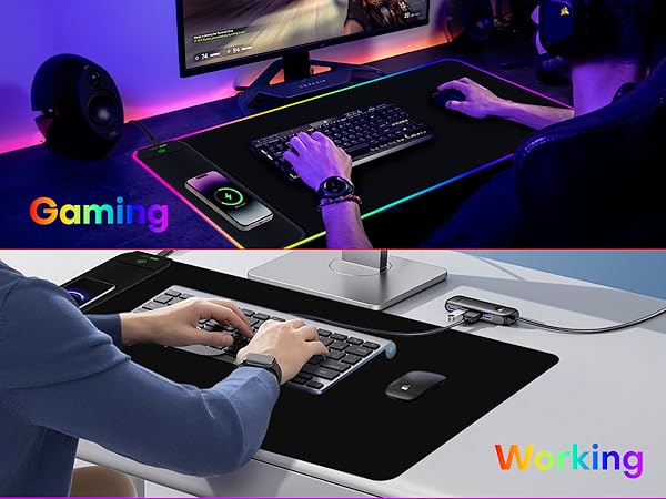RGB Gaming Mouse Pad with Wireless Charging