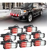 Xprite White Red 20 LED Surface Flush Mount Grille Strobe Lights Kit, Deck Dash Grill Side Marker...