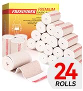 FRESINIDER Premium Elastic Bandage Wrap, 24 Pack 3" Cotton Latex Free Compression Bandage Wrap wi...