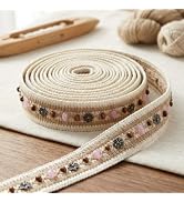 IDONGCAI Boho Beaded Macrame Lace Trim with Faux Stone & Floral,3 Yards | Faux stone accents, flo...