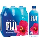 FIJI Natural Artesian Bottled Water 1 Liter / 33.8 Fl Ounce (Pack of 6)