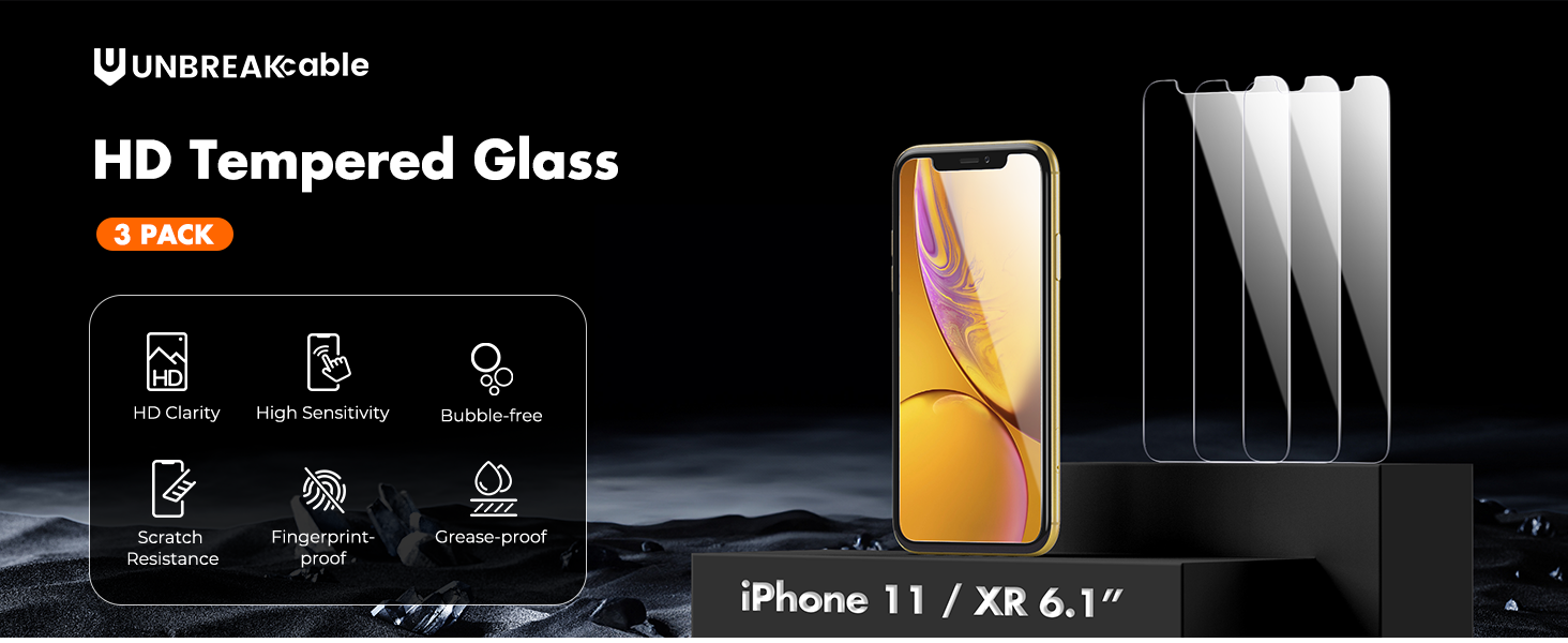 UNBREAKcable iPhone 11/XR Tempered Glass