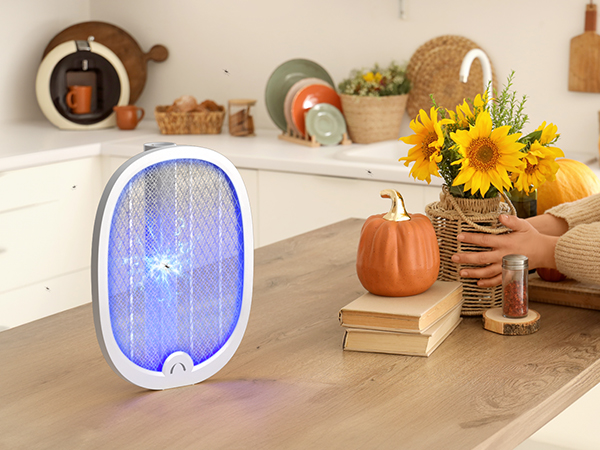 Electric Fly Swatter Foldable Bug Zapper Racket