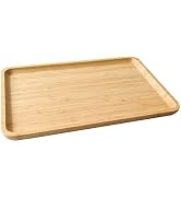Bamboo Serving Tray Rectangle Platter Small, 1, 14.2" x 9.5" x 0.8" | Durable, Breakfast Dinner F...