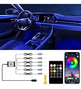 Interior Car LED Lights with Wireless APP/RF Remote Control, RGB 6 in 1 Ambient Lighting Kit with...