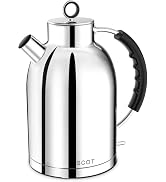 ASCOT Electric Kettle, 1.5L Stainless Steel Interior, Polished Silver | 1500W Fast Boil Water Boi...