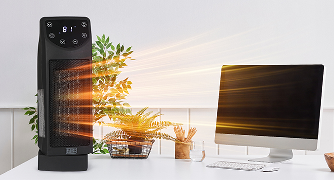 BLACK+DECKER Oscillating Space Heater, Portable Heater with Remote Control