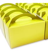 TIMESEEK 30-Pack Buttercup Yellow Gable Treat Boxes with Handles, 6" Pop-Up Party Favor Gift Boxe...