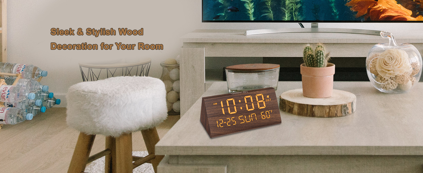 wooden alarm clock