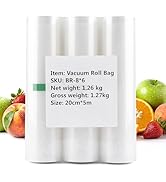 ZACHVO Vacuum Sealer Rolls, 8" x 16.4' Heavy Duty, BPA-Free, Customizable Size Food Storage Bags ...