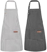 XLSXEXCL 2 Pack Stripes Kids Apron, Kids Cooking Apron with 2 Pockets, Adjustable Kids Aprons for...