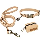 Wisedog Waterproof Dog Collar and Leash Set, Adjustable Puppy Collar with Cute Tag 5FT Dog Leash ...