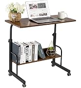 SIDUCAL Portable Laptop Desk, Mobile Laptop Cart Adjustable Height, Rolling Computer Cart with Wh...