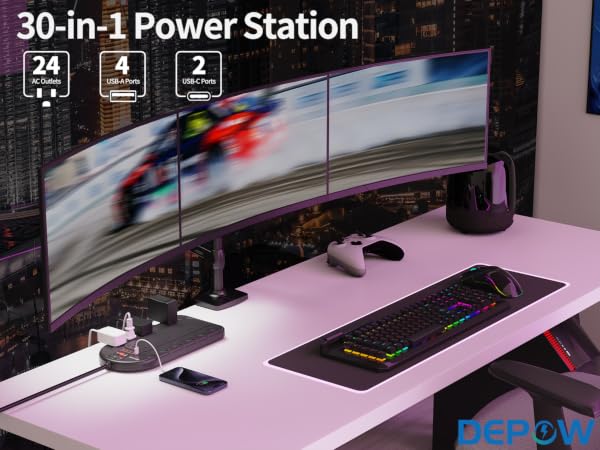 30-in-1 Versatile Power Strip with surge protection