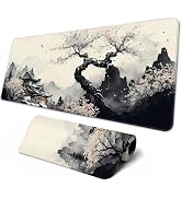 Brecoy Large Mouse Pad, Anime Black Gaming, Extended Kanagawa Mat Desk Pad, 3mm Thick Long Non-Sl...