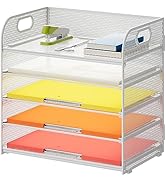 Lavatino 5 Tray Paper Organizer Letter Tray with Handle - Mesh Desk File Organizer, Paper Sorter ...