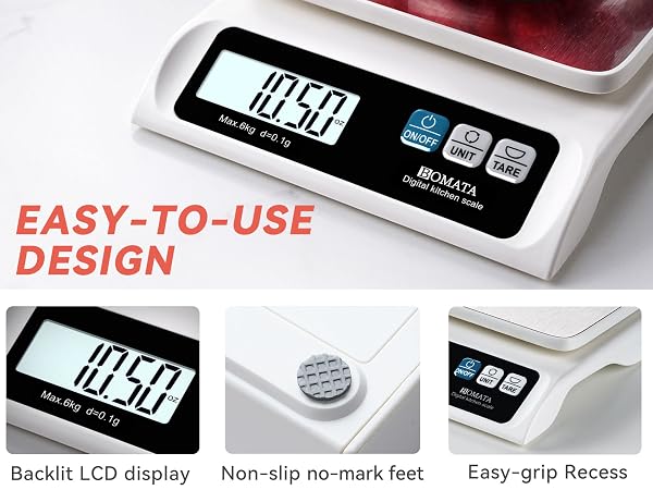 BOMATA 0.1g Food Scale, 13lb Digital Kitchen Scale with Removable Stainless Steel Pan