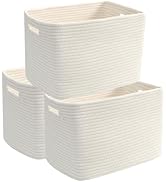 HZFTJOY 3 Pack Woven Storage Baskets for Shelves,13.5"×11"×9.5"Organizing Bins,Gift Baskets for T...