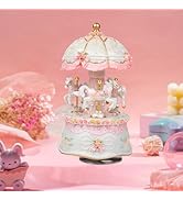 Carousel Music Box for Girls Kids with Color Change Led Lights Luxury Glitter Musical Carousel Ho...