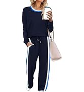 WIHOLL 2 Piece Lounge Sets for Women Long Sleeve Tops Wide Leg Sweatpants Sweatsuits with Pockets