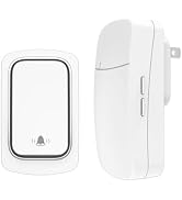 Self-Powered Wireless Doorbell, White | IP66 Waterproof, No Battery Required, 500ft/150m Range, C...