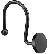 ZESLMG Shower Curtain Hooks, Black Shower Curtain Rings Rustproof Metal Round Decorative Shower H...