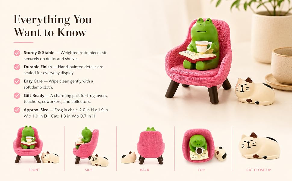 sturdy resin, easy care, size guide, cat companion