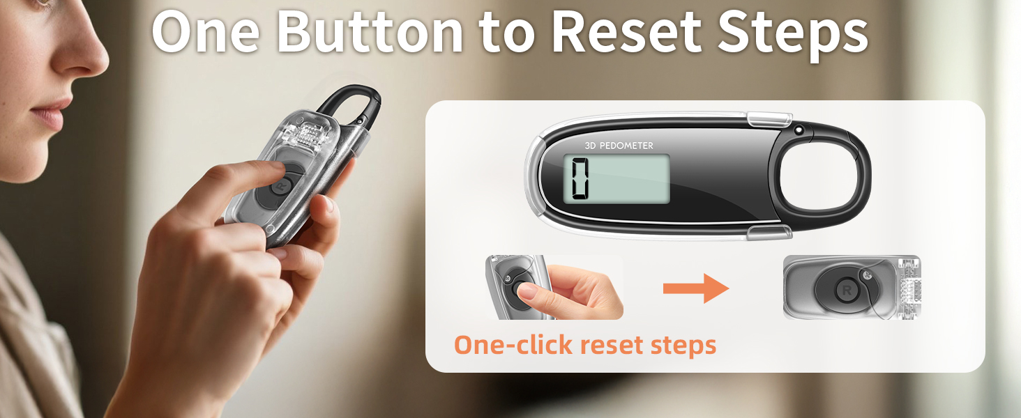 Pedometer for Walking, Simple 3D Step Counter for Walking with Steps and Time Modes for Men Women