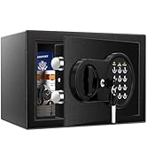 0.5 Cu ft Small Safe Box with Fireproof Waterproof Bag, Home Safe with Keys & Pass Code & Wall Mo...